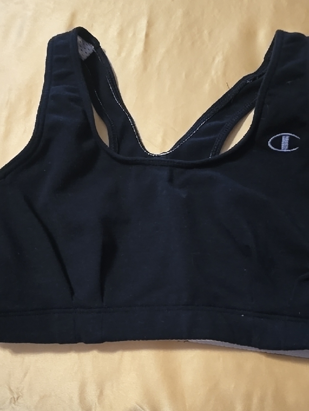Champion Black Racerback Athletic Sports Bra with Logo